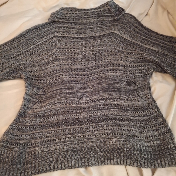 Ava & Grace Women's Crochet Black, Gray And White Cowl Neck Sweater - Picture 8 of 8